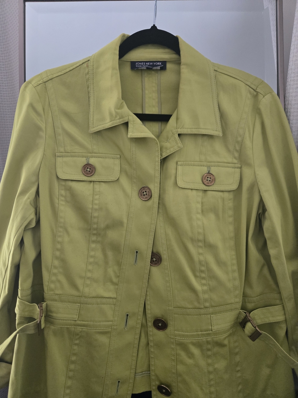 Jones New York Women's Signature Chartreuse Utility Trench Jacket